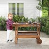 Infans Kids Wooden Mud Play Kitchen Cart w/ Sink, 4 Stoves & Storage Shelf Natural - 3 of 4