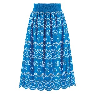 Collections Etc Embroidered Scallop Hem Skirt - 1 of 4