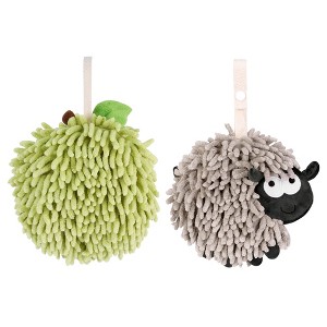 REGALWOVEN 2 Pcs Cute Comfortable Soft Absorbent Chenille Ball Fuzzy Hand Towel - 1 of 4