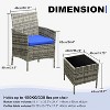 Patio Furniture Set 3 Pieces, Outdoor Patio Furniture Set with Rattan Wicker Chairs, Glass Table and Cushions for Porch, Balcony, Backyard, Garden - 2 of 4