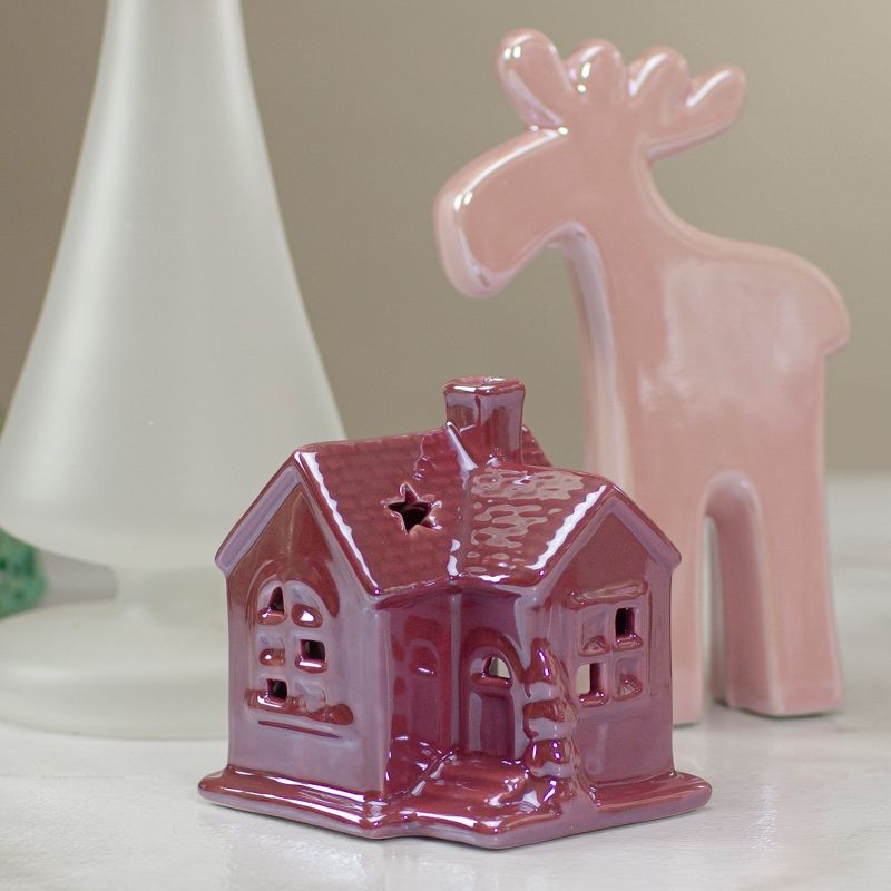 Northlight 4" Pink Ceramic House Christmas Tabletop Decoration, 2 of 7