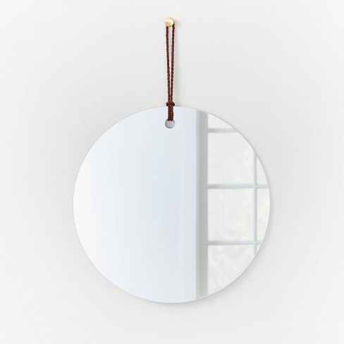 24" Frameless Mirror with Braided Leather Hanging Strap - Threshold™ designed with Studio McGee - image 1 of 3