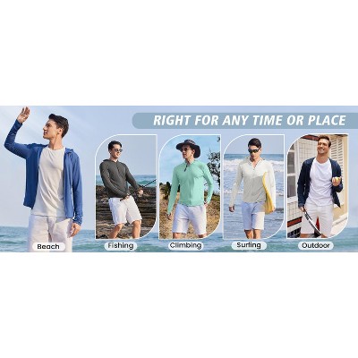 COOFANDY Men Full Zip UPF 50 Sun Protection Hoodie Jacket Long Sleeve Lightweight Breathable UV Shirts with Pockets Light Gray L — фото 6