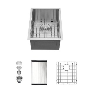 15 Inch Undermount Sink - 15inx20inx9in Undermount Stainless Steel Kitchen Sink 16 Gauge 9 Inch Deep Single Bowl Kitchen Sink Basin - 1 of 4