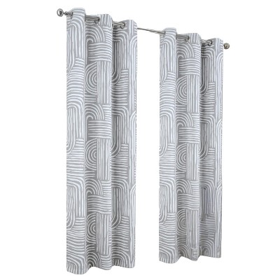 RT Designer Collection Ashton Prnt 2 Pack Blackout Grommet Luxurious Modern Design Curtain Panel 36" x 84" Silver
