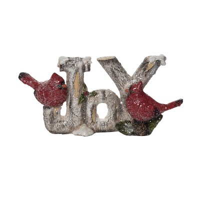 Transpac Resin 8 in. Multicolored Christmas Cardinal Joy Decor