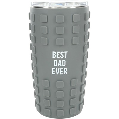 Pavilion Gift Company - Best Dad - 20 oz Travel Tumbler with 3D Silicone Wrap - Portable Drinkware