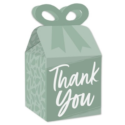 Big Dot of Happiness Sage Green Elegantly Simple - Square Favor Gift Boxes - Guest Party Favors Bow Boxes - Set of 12