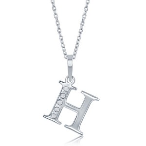Bella Silver Sterling Silver 0.03cttw Diamond Accent Initial 18" Pendant Necklace - 1 of 2
