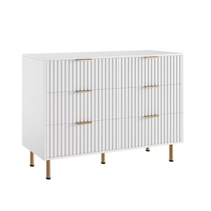 6 Drawer Dresser, Fluted Modern Chest of Drawers with Deep Storage and Wide Top, Large Double Dresser TV Stand for Bedroom, Living Room - 1 of 4