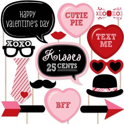 Big Dot of Happiness Valentine's Day - Photo Booth Props Kit - 20 Count