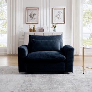 Oversized Corduroy Accent Armchair, Deep Seat Single Sofa Chair with Waist Pillow for Living Room, Apartment or Office - Koiai - 1 of 4
