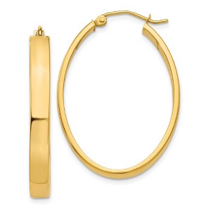 Black Bow Jewelry 4mm x 35mm Polished 14k Yellow Gold Rectangular Tube Oval Hoops - 1 of 4