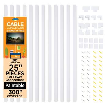 Cord Hider Wall Mounted TV - Wire Cover, Cord Covers, Cable Hider, 33 in  Paintable White Raceway Kit, Hide Cords Wall Mount TV, Electrical Cords