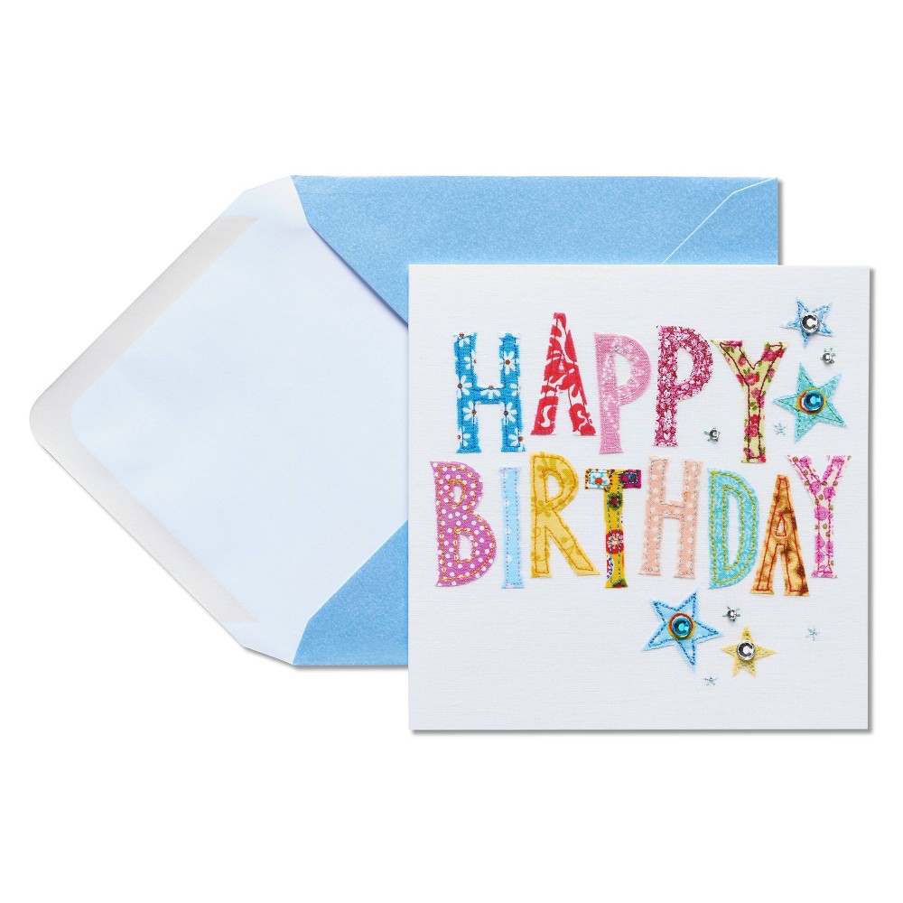 Photos - Envelope / Postcard Birthday Card Happy Birthday Stitching - PAPYRUS