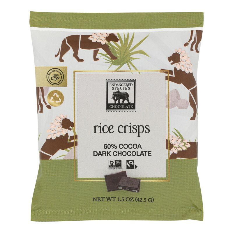 Endangered Species Chocolate Rice Crisps 60% Cocoa Dark Chocolate Bar - Case of 12/1.5 oz, 2 of 8