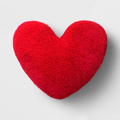 Sherpa Valentine's Day Heart Pillow Red 