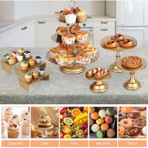 7 Pcs Cake Stand Set,30Cm Metal Dessert Table Display Set with 2 Tiered Stands&5 Trays,Metal Cupcake Holder,Cake Stand Set for Baby Shower Xmas Party - 1 of 4