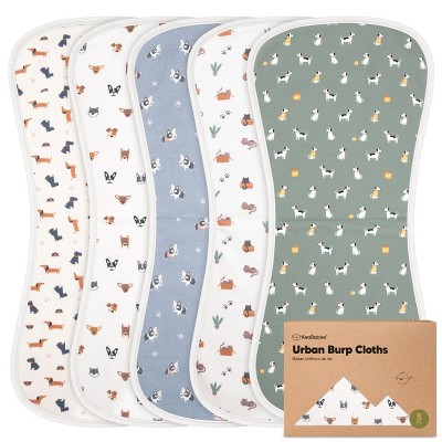 KeaBabies 5pk Urban Baby Burp Cloths, Organic Burping Cloth for Babies, Burp Rags for Baby Girls, Boys