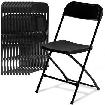 SKONYON 10 Pack Plastic Folding Chairs 350lb Capacity Portable Commercial Chair, Black