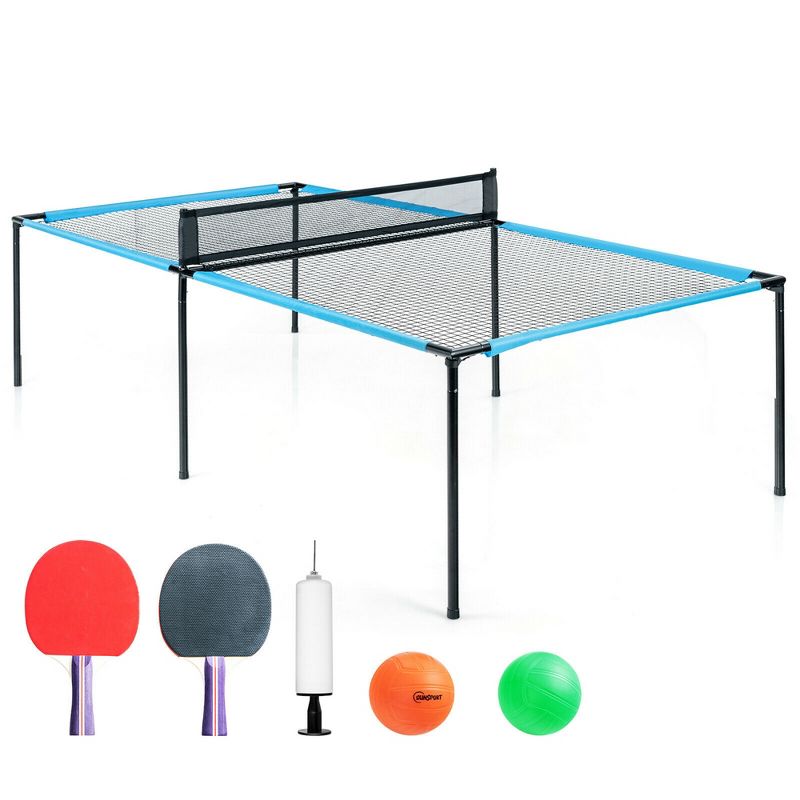 Costway Ping Pong Table Game Set 2-In-1 Mesh Volleyball Tennis Table Indoor Outdoor, 1 of 11