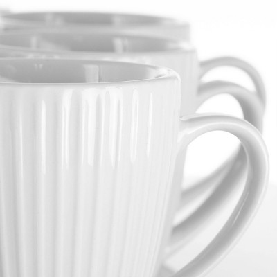 Elama Elle 12-Piece White Ceramic Round Beverage Mug Set