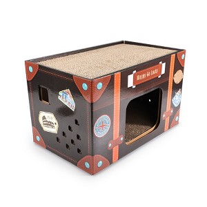 Allforpaws 2-tier Cat Scratcher, Vintage Design Hideaway Cat Scratcher Included Catnip - 1 of 4