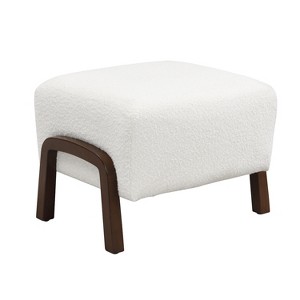 Dexmalle Upholstered Ottoman with Wooden Legs,White - 1 of 4