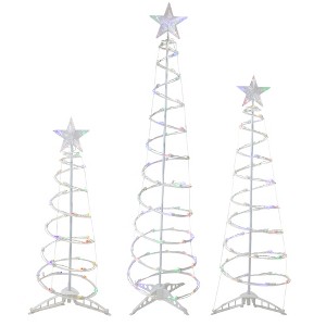 Northlight LED Lighted Spiral Outdoor Christmas Trees - 3' 4' and 6' - Multicolor - Set of 3 - 1 of 4