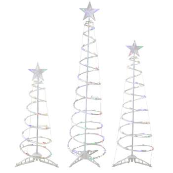 Northlight Set of 3 LED Lighted Multi-Color Outdoor Spiral Christmas Cone Trees 3', 4', and 6'