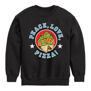 Boys' - Teenage Mutant Ninja Turtles - Peace Love Pizza Graphic Long Sleeve Fleece Sweatshirt - 1 of 4