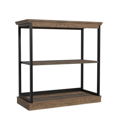Oslo 37" Aged Maple & Black Metal 3-Shelf Etagere Bookcase