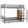 CAVINAS Twin Bunk Beds for Kids, Metal Twin Bed Frame with Drawer and Lateral Storage Ladder and Wardrobe for Bedroom, Living Room - 3 of 4