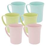 Okuna Outpost Set of 6 Wheat Straw Mugs with Handle, Unbreakable Plastic Coffee Cups, 3 Colors, 11 oz