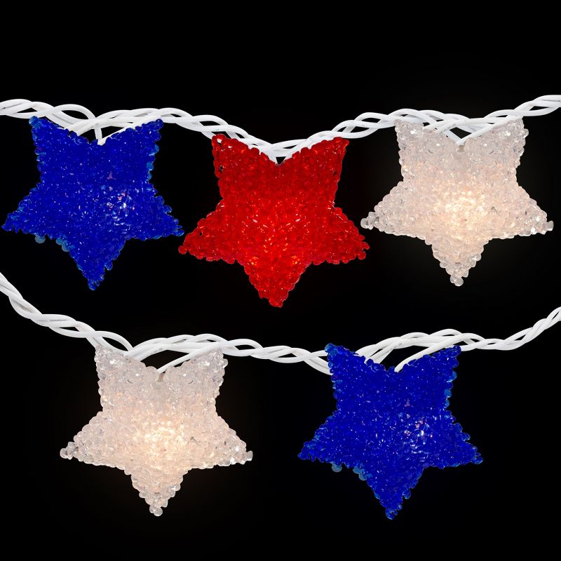 Northlight 10ct Patriotic 4th of July Star Shaped Outdoor String Lights - 6' White Wire, 3 of 8