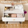 Makeup Vanity Desk with 3-Color LED Mirror & Stool Set, Small Dressing Table for Bedroom with Storage Drawers (White) - 4 of 4
