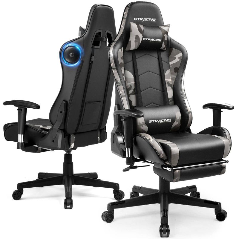 Gaming Chair with Bluetooth Speakers Footrest PU Leather Office Chair - GTRACING, 3 of 10