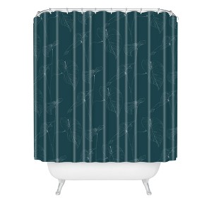 Gabriela Fuente Atlantic Shower Curtain Dark Green - Deny Designs: Botanical Microfiber, Easy Care - 1 of 4
