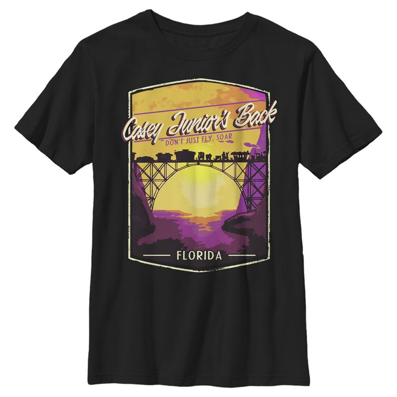 Boy's Dumbo Casey Junior's Back Florida Postcard T-Shirt, 1 of 6