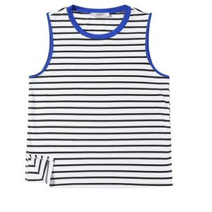 ATHLECHIC Women's Striped Color Block Side Slits Crew Neck Casual Sleeveless Shirts - 1 of 4