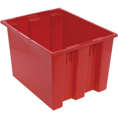 Quantum Storage Systems Stack And Nest Tote, 19-1/2"W X 15-1/2"D X 13"H, Heavy Duty, 1.70 Cu. Ft. Capacity, Red Polypropylene