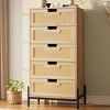 5 Drawer Dresser for Bedroom, Natural Rattan Modern Wooden Dresser, Farmhouse Storage Cabinet Chest - 2 of 4