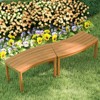 Tangkula Outdoor Curved Acacia Wood Bench Set of 4 Patio Garden Backless Fire Pit Bench - 4 of 4