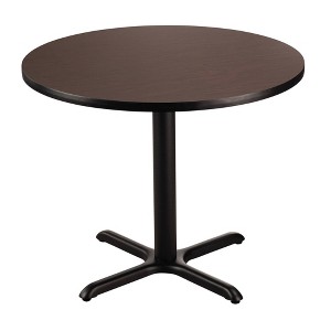 36" Round Composite Core Dining Height Dining Table Laminated Mahogany with Black Steel Base - National Public Seating: Modern Style, Seats 4 - 1 of 3