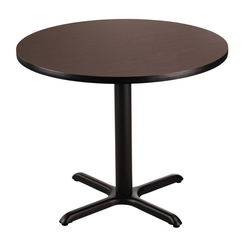 36&#34; Round Composite Core Dining Height Dining Table Laminated Mahogany with Black Steel Base - National Public Seating, 1 of 4