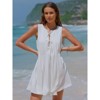 EXLURA Women's Summer Spring Pleated Tie Front Mini Dress Casual Beach Sundress 2025 Vacation Bow Sleeveless Loose Dresses - 2 of 4