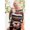 Slickblue Women's Plus Multi Stripe Knit Top, Boat Neck, Bubble Sleeves, Stretch Fit, Hunter Green/Multi, Size 1XL-3XL - 2 of 4