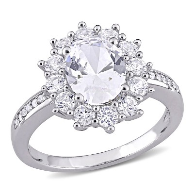 EVERLY JEWELRY | Sterling Silver 0.05 CT TW Diamond And 4 CT TGW Created White Sapphire Fashion Ring