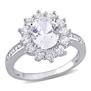 EVERLY JEWELRY | Sterling Silver 0.05 CT TW Diamond And 4 CT TGW Created White Sapphire Fashion Ring - 1 of 4