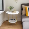 Hommoo End Table, 2-Tier Round Sofa Bedside Table with Shelves - 3 of 4
